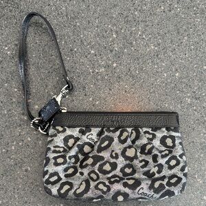 Coach Metallic Leopard Print Wristlet